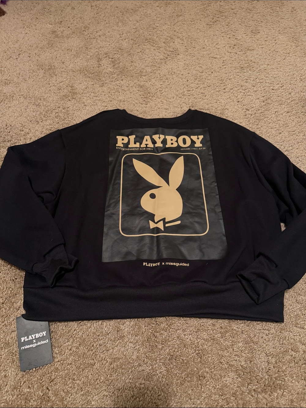 Brand New Playboy x Missguided Black Sweatshirt with Gold Logo 🧡